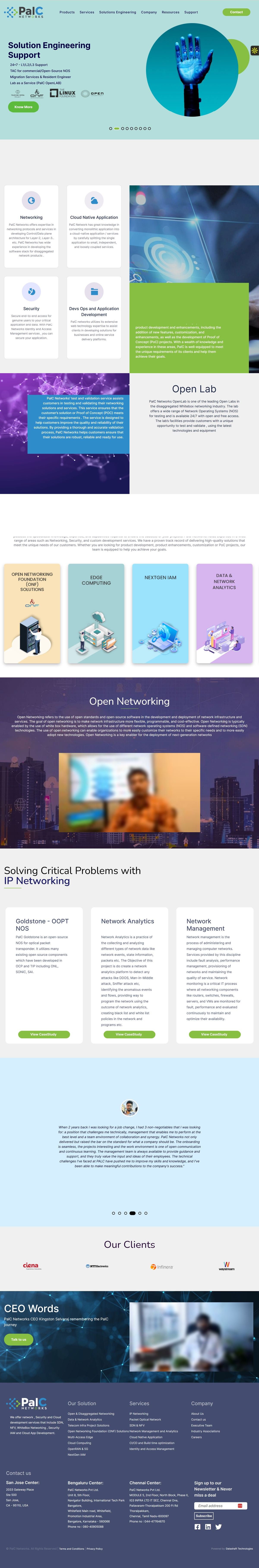 PalC Networks website — full homepage screenshot after redesign
