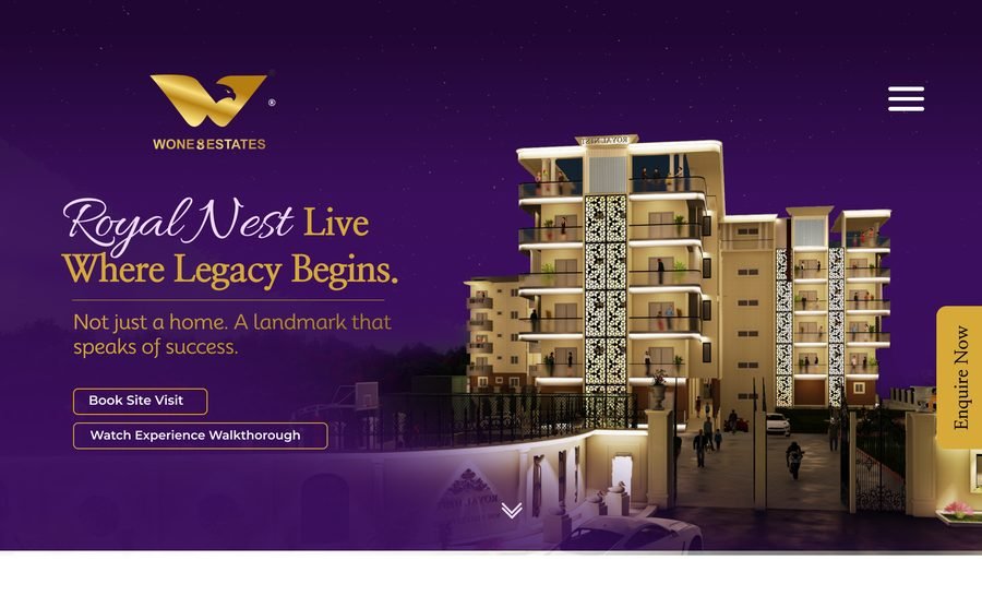 Wone8 Estates — Royal Nest real estate website, homepage